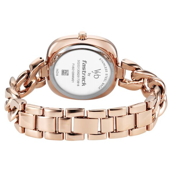 Vyb Spotlight By Fastrack Quartz Analog Rose Gold Dial Rose Gold Metal Strap Watch For Girls - image number 6
