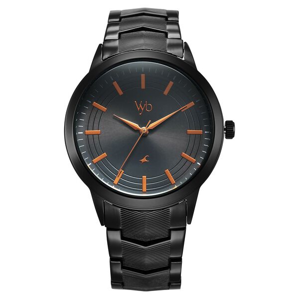 Fastrack Vyb Atlas Quartz Analog Black Dial Black Metal Strap Watch For Guys - image number 1