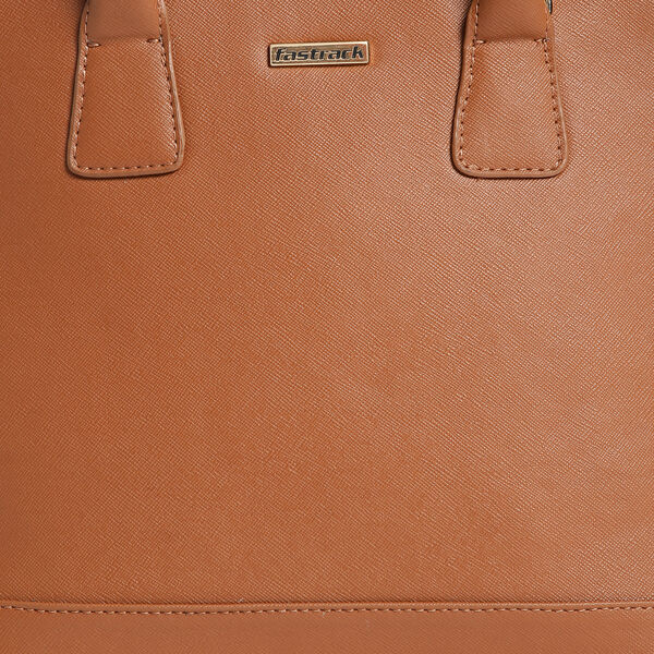 Fastrack Structured Satchel Bag for Women | Classic Bag for Girls, Ladies, Women |� Spacious Bag for College, Work Made of High Quality Faux Leather (Tan) - image number 8