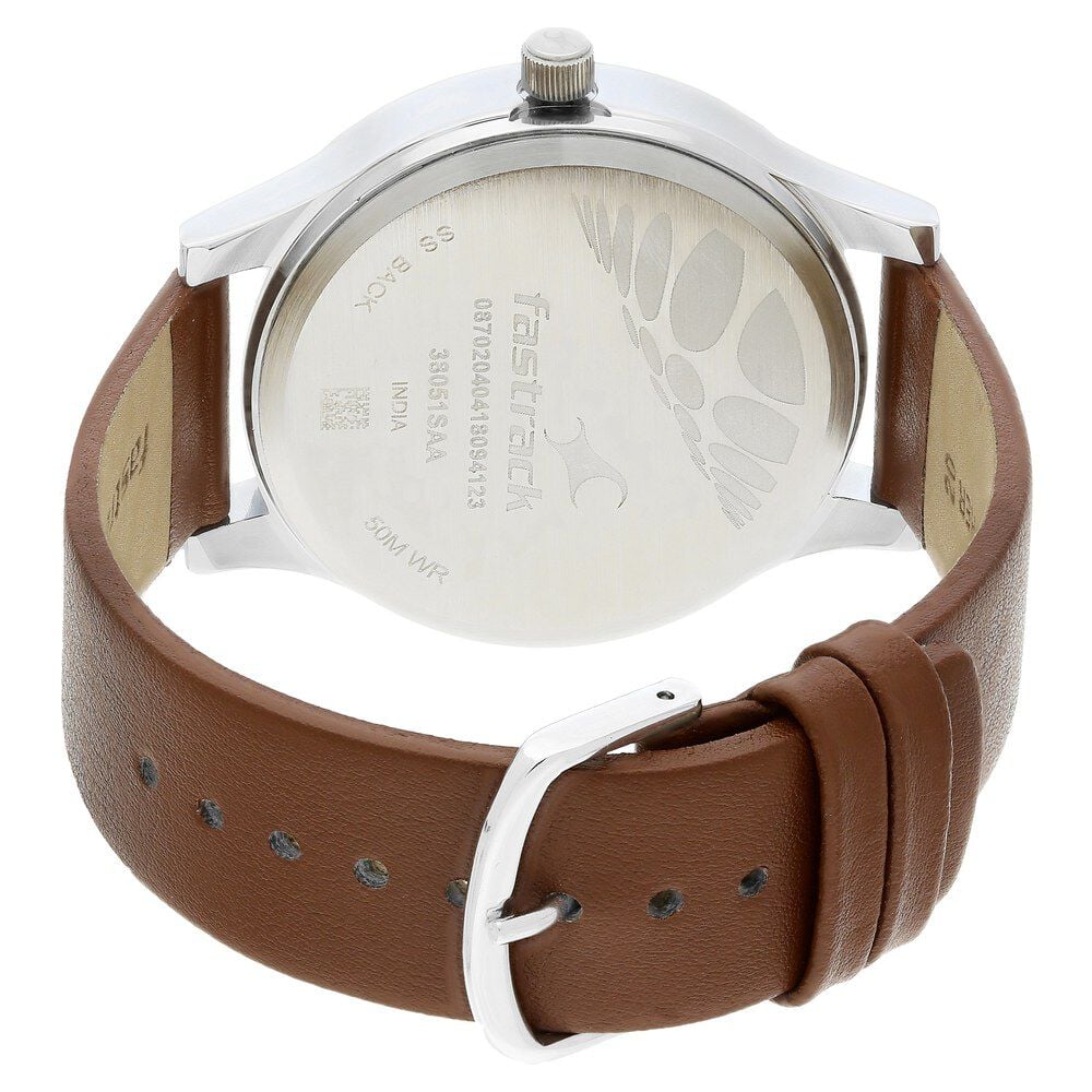 Fastrack Quartz Analog Black Dial Leather Strap Watch for Guys