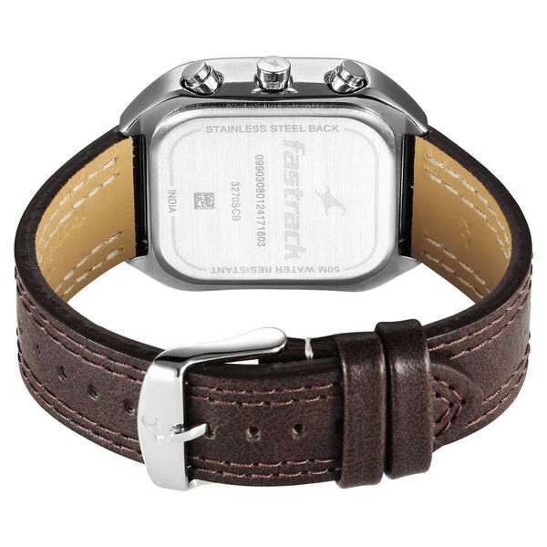 Fastrack Fleek Quartz Multifunction Green Dial Leather Strap Watch For Guys - image number 4