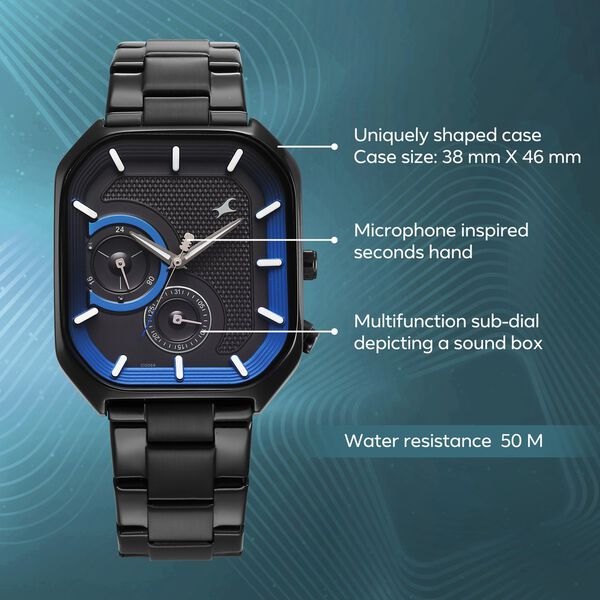 Fastrack Groove Multifunction Grey Dial Metal Strap Guy's Watch with Lume indices - image number 2