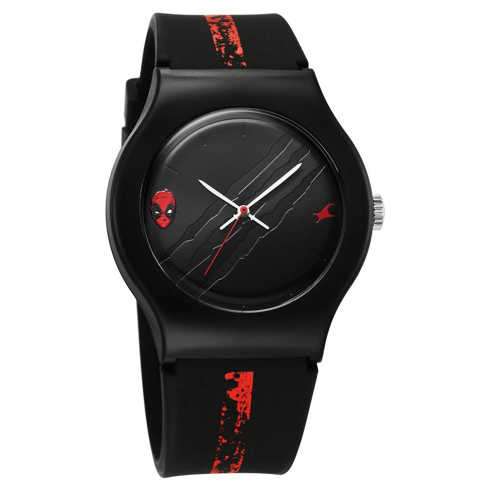 Buy Online Fastrack Deadpool Wolverine Quartz Analog Black Dial With Black Silicone Strap Watch For Unisex 9915pp108 p Fastrack
