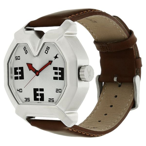Fastrack Quartz Analog Silver Dial Leather Strap Watch for Guys - image number 1