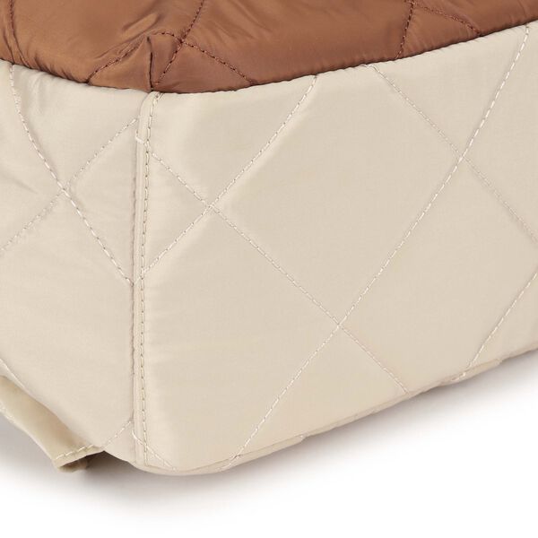 Quilted carry laptop backpack- beige - image number 6