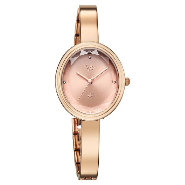 Vyb Aura By Fastrack Quartz Analog Pink Dial Two Toned Metal Strap Watch For Girls - image number 1