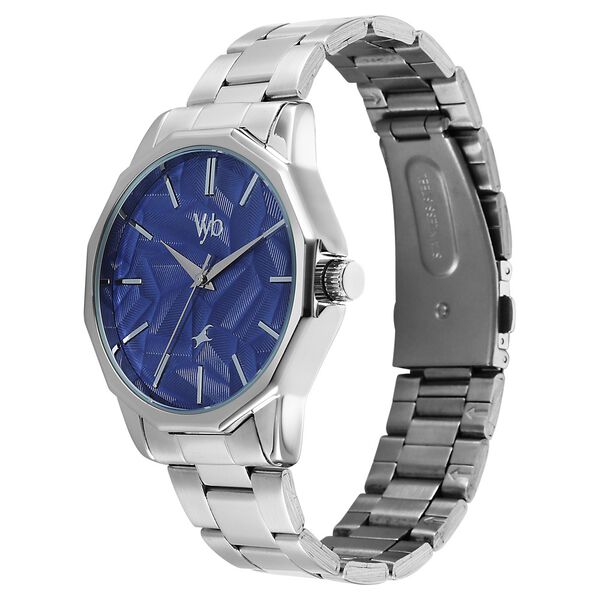 Vyb Drift By Fastrack Quartz Analog Blue Dial Silver Stainless Steel Strap Watch For Guys - image number 2
