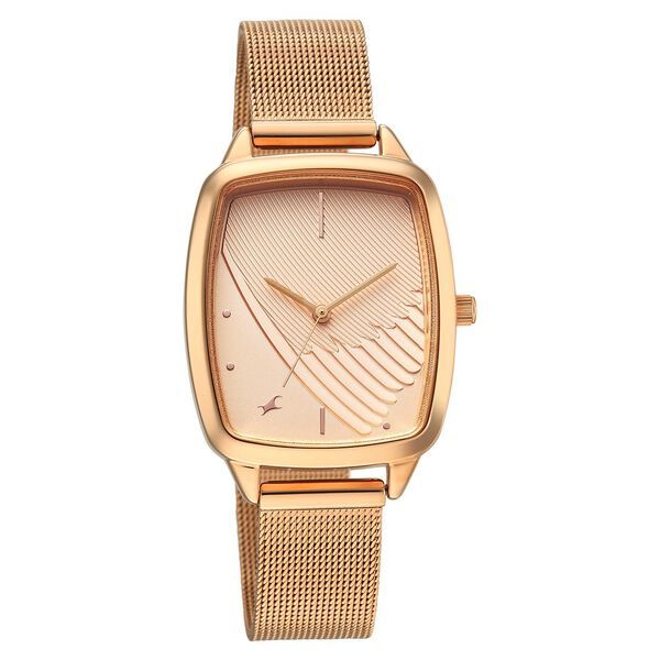 Fastrack Wild Quartz Analog Peach Dial Rose Gold Stainless Steel Strap Watch For Girls - image number 4