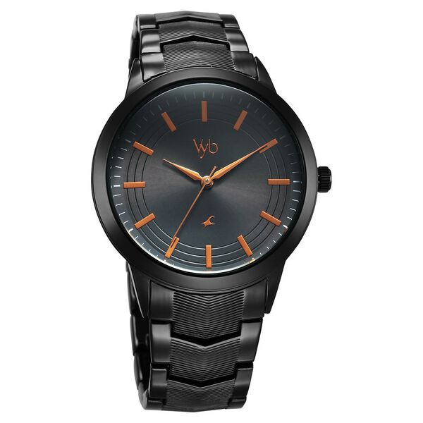 Fastrack Vyb Atlas Quartz Analog Black Dial Black Metal Strap Watch For Guys - image number 2