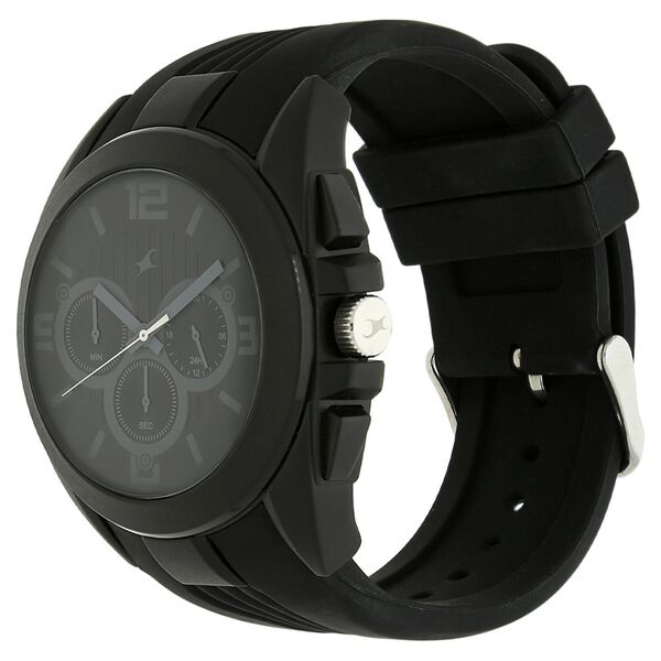 Fastrack Quartz Chronograph Black Dial Plastic Strap Watch for Guys - image number 1