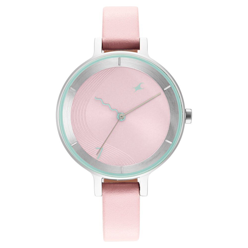Fastrack Stunners Quartz Analog Pink Dial Leather Strap Watch for