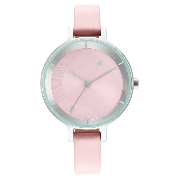 Fastrack Stunners Quartz Analog Pink Dial Leather Strap Watch for Girls - image number 2
