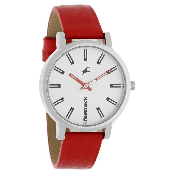 Fastrack Quartz Analog White Dial Leather Strap Watch for Girls - image number 1
