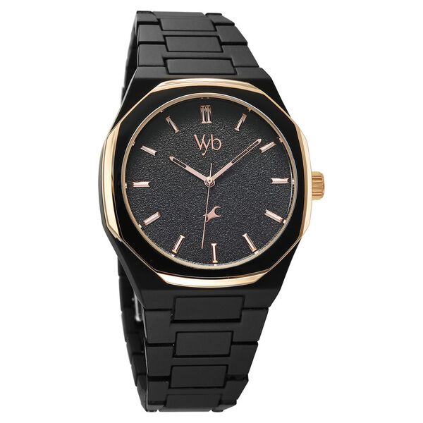 Fastrack Vyb Hustler By Fastrack Quartz Analog Black Dial Black Metal Strap Watch For Guys - image number 2