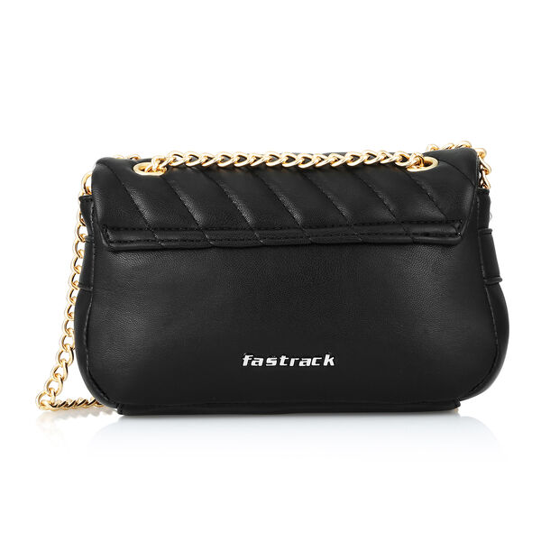Fastrack Quilted Chain-Sling Bag in Black - image number 3