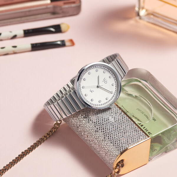 Fastrack Vyb Mirage Quartz Analog Silver Dial Stainless Steel Strap Watch for Girls - image number 2