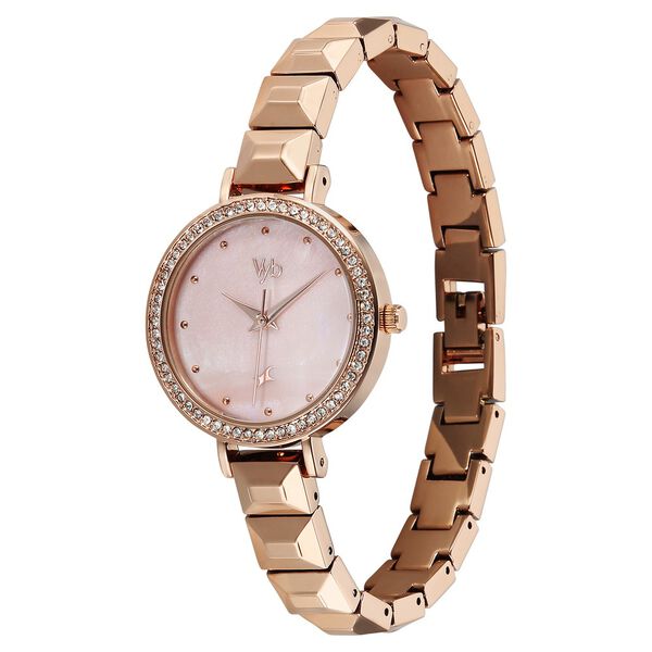 Vyb Enigma By Fastrack Quartz Analog Pink Dial Rose Gold Metal Strap Watch For Girls - image number 4