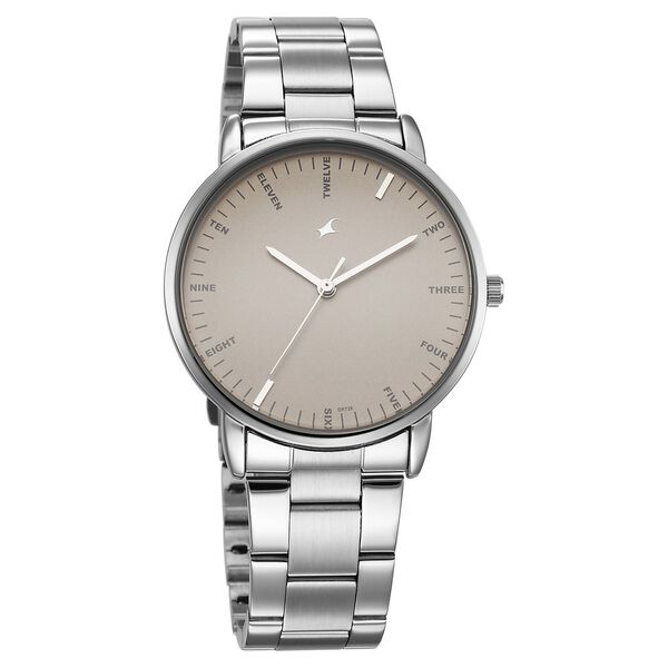 Fastrack Stunners X Quartz Analog Beige Dial Stainless Steel Strap Watch For Guys - image number 1