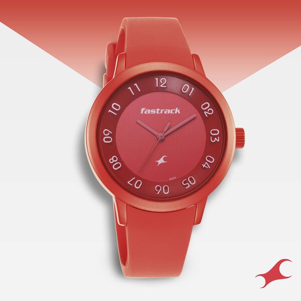 Pop Colours Red Dial Silicone Strap Watch for Girls - image number 0
