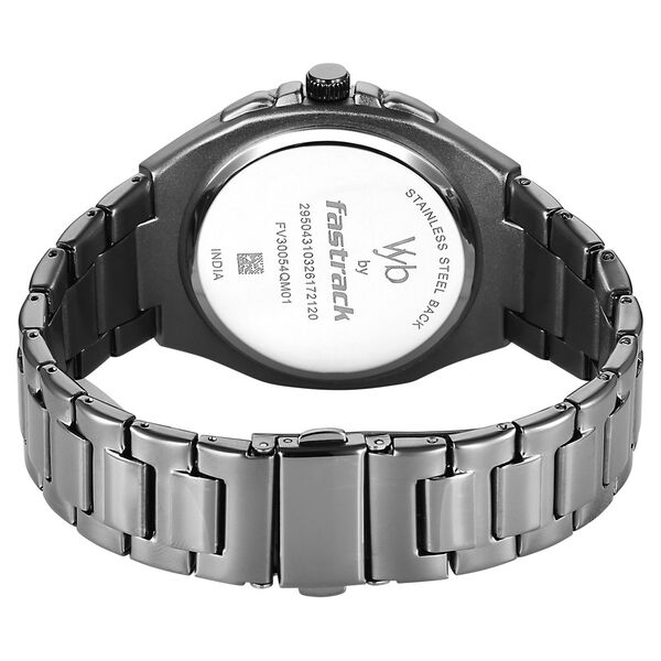 Vyb Quest By Fastrack Quartz Analog Red Dial Grey Stainless Steel Strap Watch For Guys - image number 5