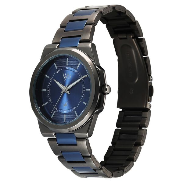Vyb Nimbus By Fastrack Quartz Analog Blue Dial Two Toned Stainless Steel Strap Watch For Guys - image number 4
