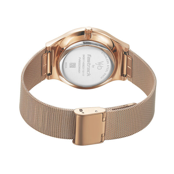 Fastrack Vyb Successor Quartz Analog Rose Gold Dial Stainless Steel Strap Watch for Girls - image number 5