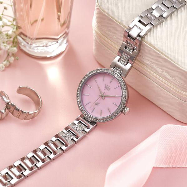 Fastrack Vyb Diva Quartz Analog Mother Of Pearl Dial Silver Metal Strap Watch For Girls - image number 0