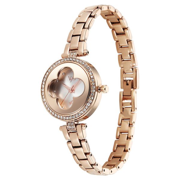 Vyb Eclipse By Fastrack Quartz Analog White Dial Rose Gold Stainless Steel Strap Watch For Girls - image number 5
