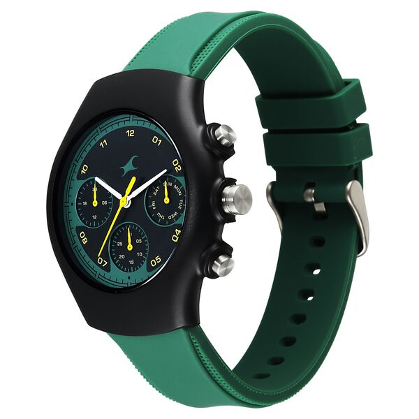 Fastrack Hype Multifunction with Black dial Green Silicon Strap watch for Guys - image number 2