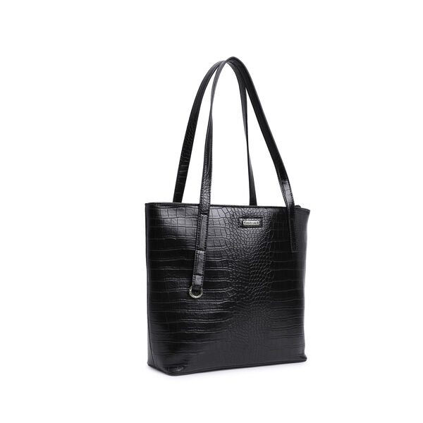 Fastrack Chic Textured Tote Bag for Women | Stylish Bag for Ladies, Women, Girls | Casual Spacious Tote Bag Made of High-Quality Faux Leather (Black) - image number 1