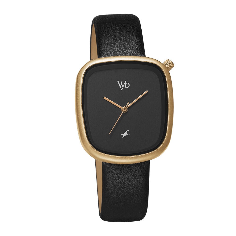 Vyb by Fastrack Quartz Analog Black Dial Leather Strap Watch for Girls