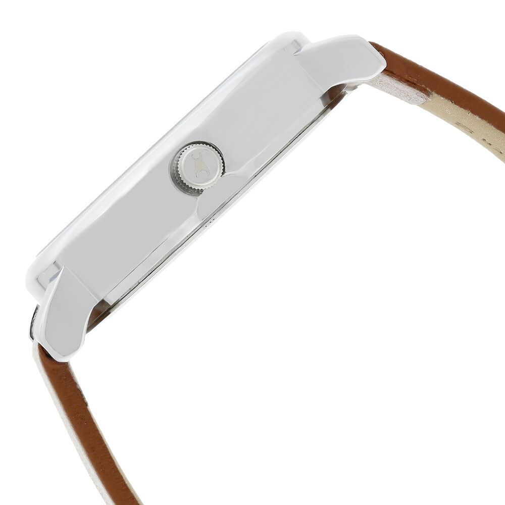 Fastrack Fundamentals Quartz Analog White Dial Leather Strap Watch