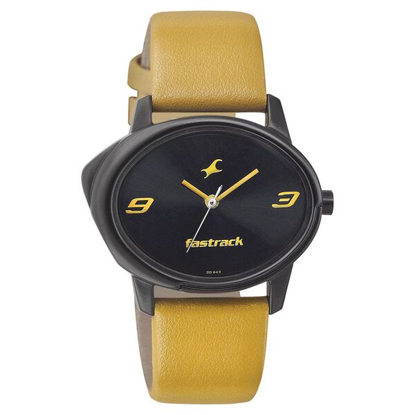 Fastrack Quartz Analog Black Dial Leather Strap Watch for Girls - image number 0