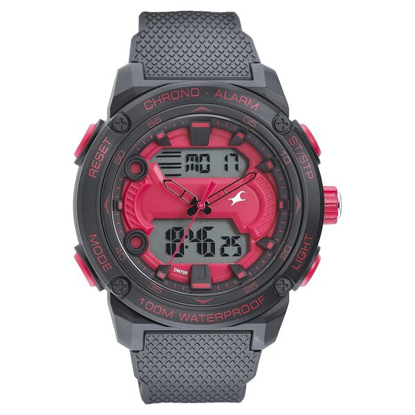 Fastrack Streetwear Red Dial with Black Colour Strap Watch for Guys - image number 1