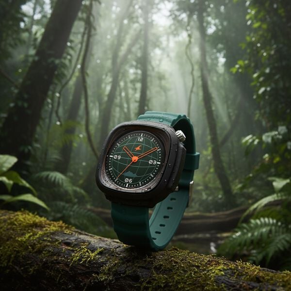 Fastrack Hype Adventure Quartz Analog Green Dial Green Silicone Strap Watch For Guys - image number 0