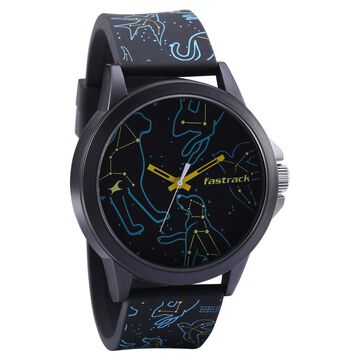Fastrack Space Rover Quartz Analog Black Dial Silicone Strap Unisex Watch