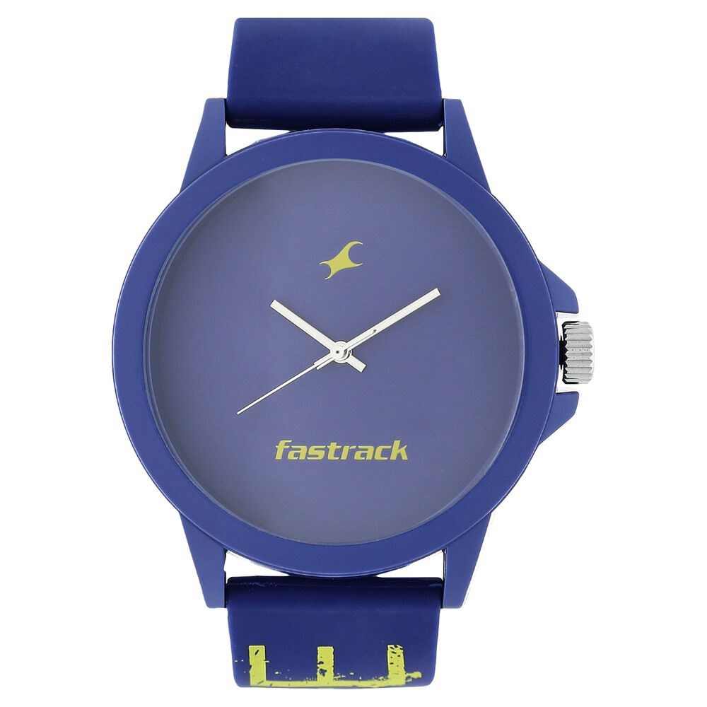 Buy Online Fastrack All Nighters Quartz Analog Blue Dial Silicone Strap Unisex Watch ns38024pp22 Fastrack