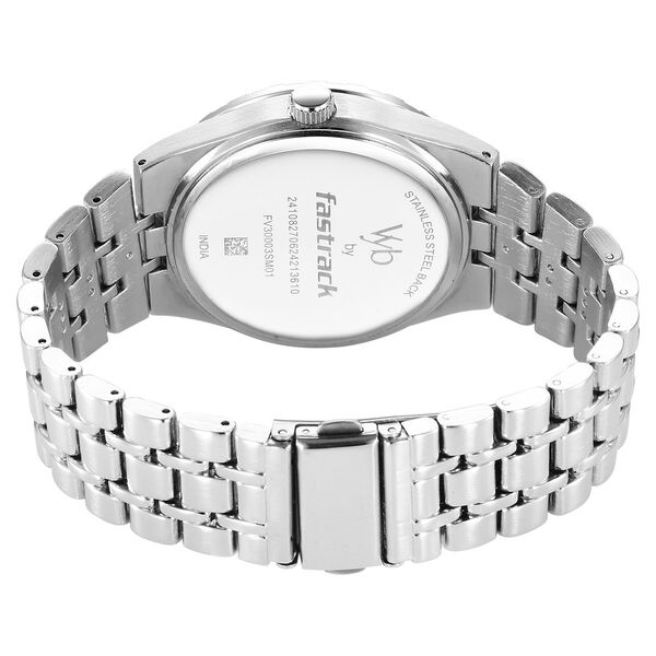 Fastrack Vyb Orion Quartz Analog Blue Dial Silver Color Metal Strap Watch For Guys - image number 5