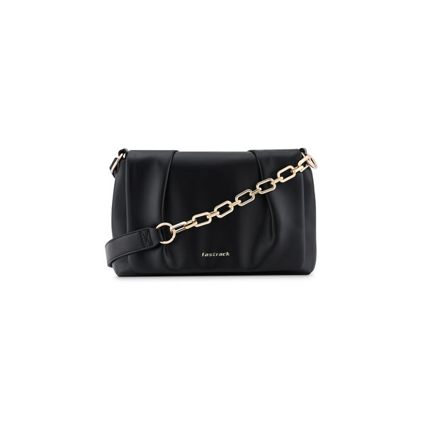 Fastrack Pleated Shoulder Bag with Chain Detailing Sling in Black - image number 1
