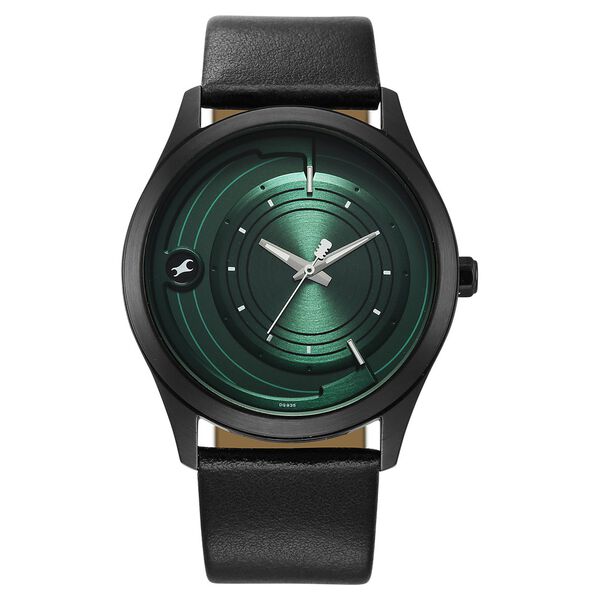 Fastrack Groove Quartz Analog Green Dial Black Leather Strap Watch For Guys - image number 0