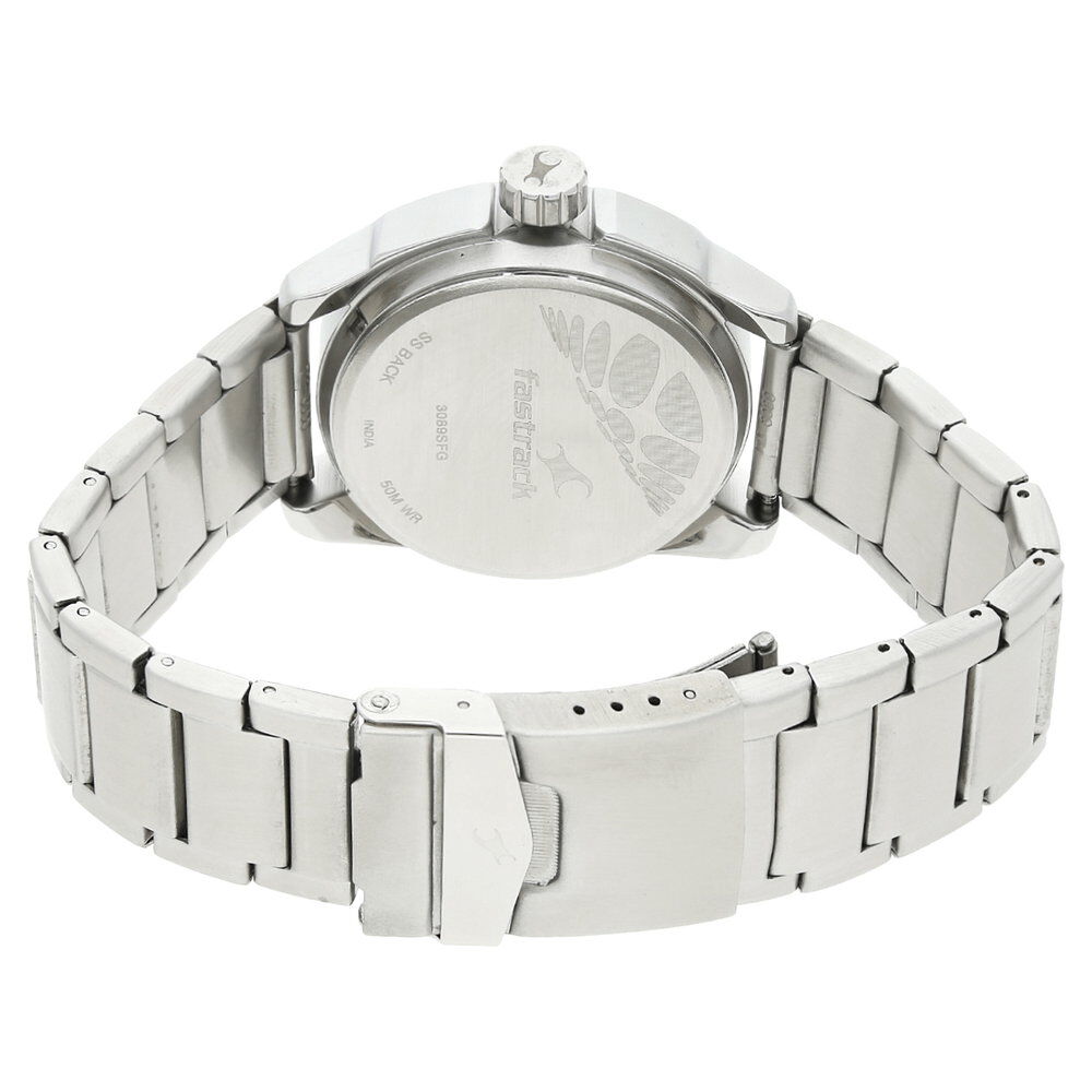Fastrack Quartz Analog with Date Black Dial Stainless Steel Strap
