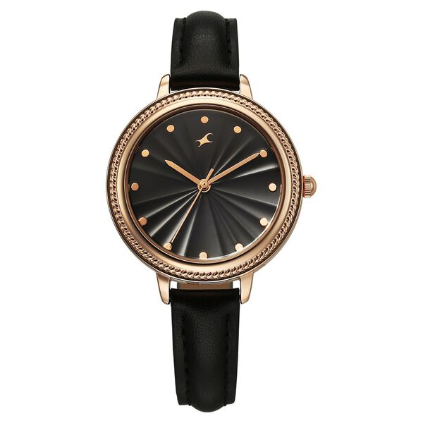 Fastrack Stunners X Quartz Analog Black Dial Leather Strap Watch For Girls - image number 0