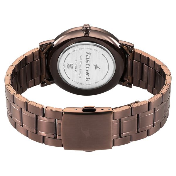 Fastrack Stunners X Quartz Analog Brown Dial Stainless Steel Strap Watch For Guys - image number 4