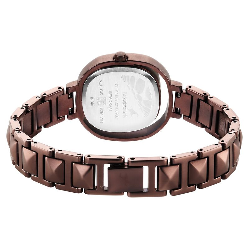 Fastrack Opulence Quartz Analog Brown Dial Metal Strap Watch for Girls