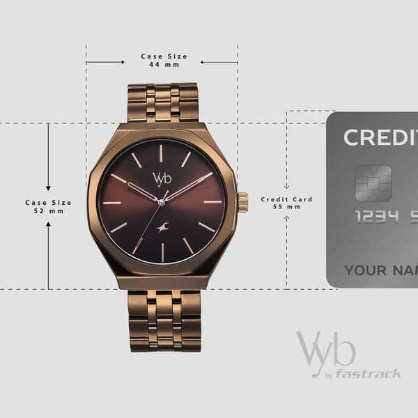 Fastrack Vyb Challenger Quartz Analog Brown Dial Metal Strap Watch For Guys - image number 3