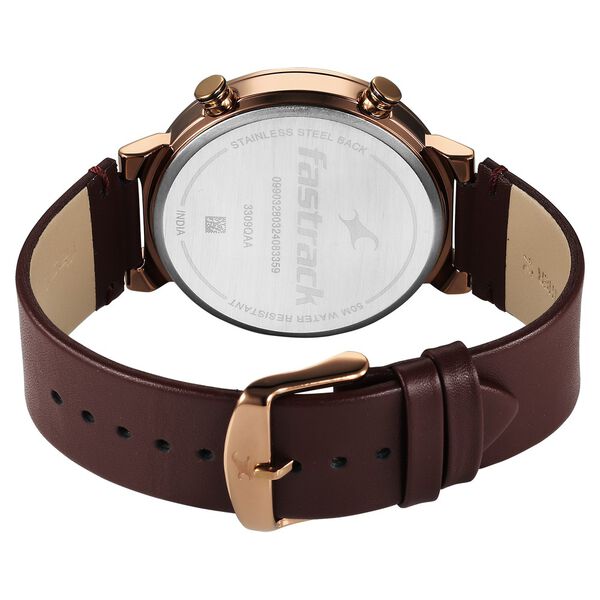 Fastrack Gambit Micromotor Green Dial Brown Leather Strap Analog Watch for Guys - image number 5