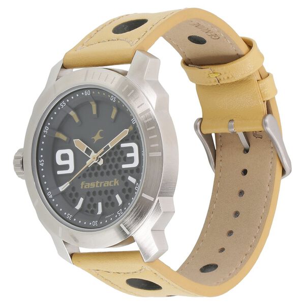 Fastrack Loopholes Quartz Analog Grey Dial Leather Strap Watch for Guys - image number 1