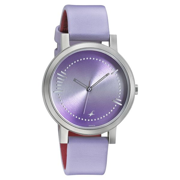 Fastrack Sunburn Quartz Analog Purple Dial Leather Strap Watch for Girls - image number 0