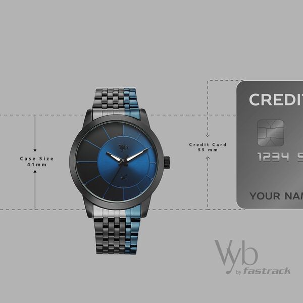 Vyb Phantom By Fastrack Quartz Analog Two Toned Dial Two Toned Stainless Steel Strap Watch For Guys - image number 3