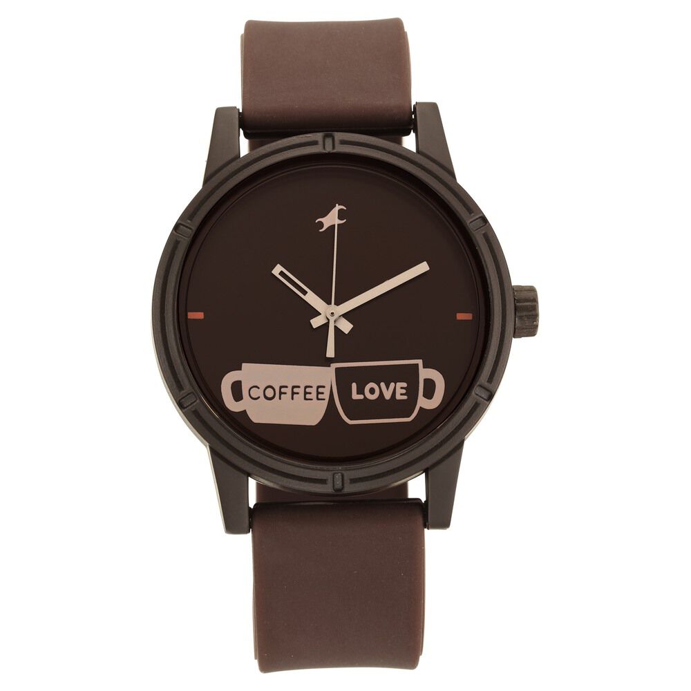 Buy Online Fastrack Tees Quartz Analog Brown Dial Silicone Strap Watch for Guys 38062pp02w p Fastrack